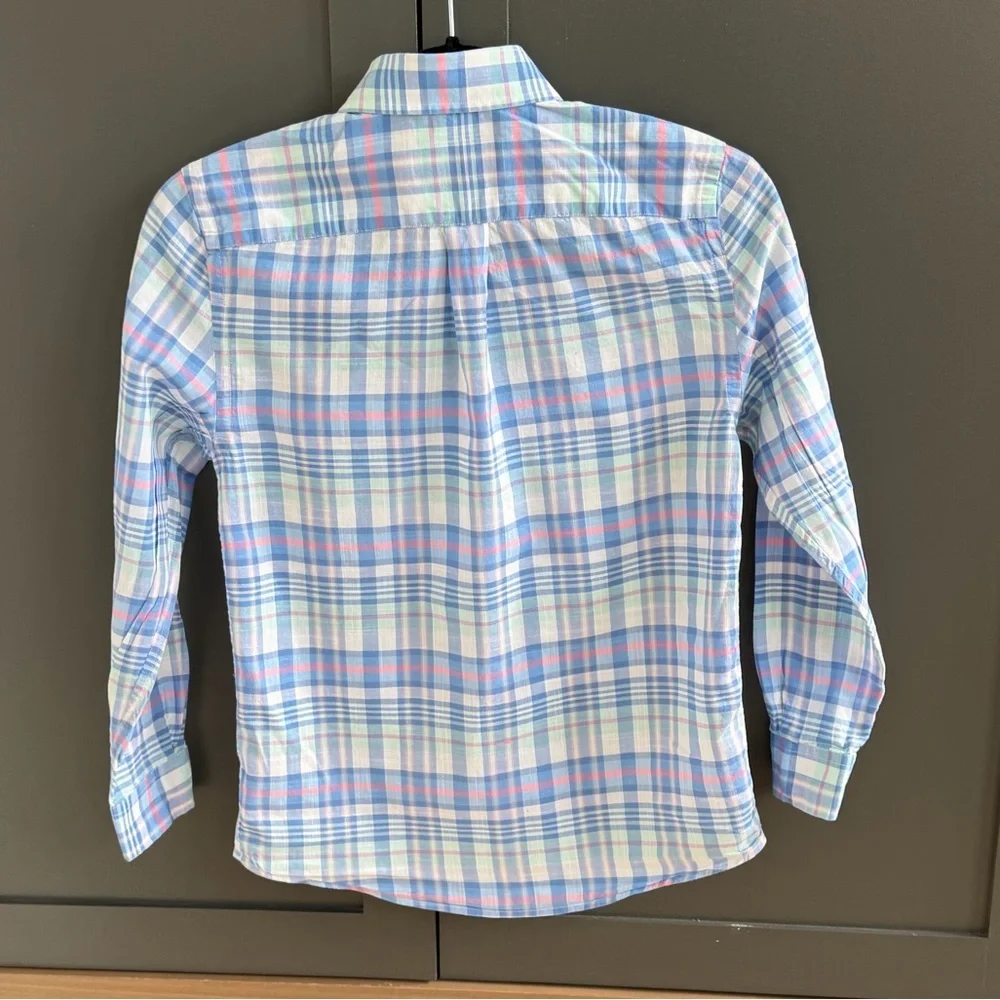 Vineyard Vines | Whale Shirt | Blue Pink Plaid Cotton Shirt | S 8-10